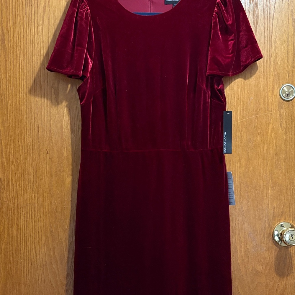 Maggy London Rich Burgundy Velvet Midi Dress